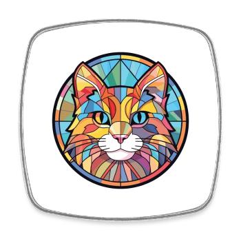 Dessin animé d’aquarelle colorée American Bobtail Cat - Magnet carré - blanc - Devant