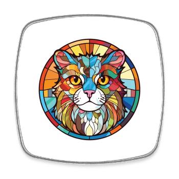Illustration d’aquarelle colorée American Curl Cat - Magnet carré - blanc - Devant