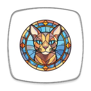 Illustration à l’aquarelle colorée de chat Mau arabe - Magnet carré - blanc - Devant