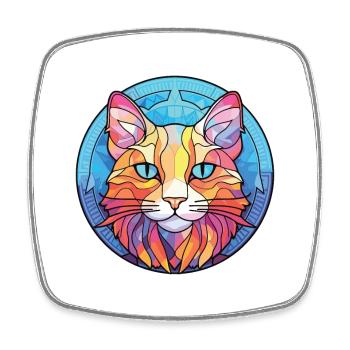 Australische Nebelkatze Bunte Aquarell-Karikatur - Viereckiger Kühlschrankmagnet - Weiß - Vorne
