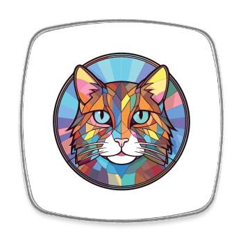 Chat domestique coloré aquarelle pour animaux de compagnie Illustration - Magnet carré - blanc - Devant