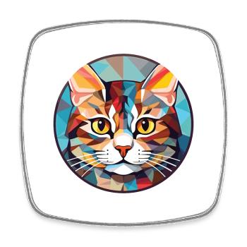 American Wirehair Cat Colorful Watercolor Cartoon - Square fridge magnet - white - Front