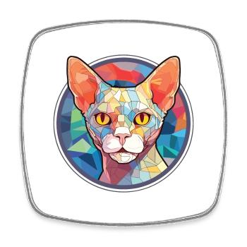 Devon Rex Cat Colorful Watercolor Pet Illustration - Square fridge magnet - white - Front
