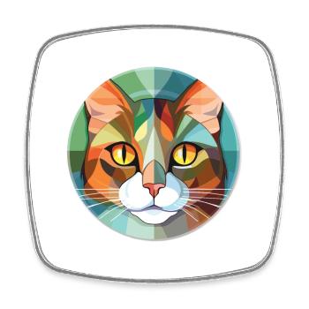 Dilute Calico Cat Colorful Watercolor Illustration - Square fridge magnet - white - Front