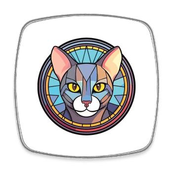 Illustration à l’aquarelle colorée de chat Mau égyptien - Magnet carré - blanc - Devant