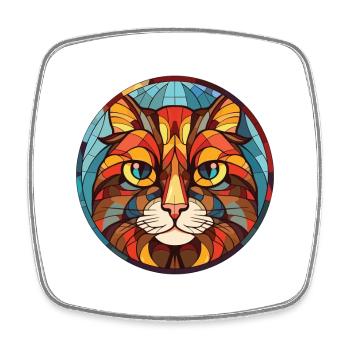 Illustration d’aquarelle colorée de race de chat chypriote - Magnet carré - blanc - Devant