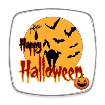 Happy Halloween Vollmond Katze - Viereckiger Kühlschrankmagnet - Weiß - Vorne
