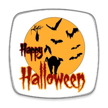 Joyeux chat de lune d’Halloween - Magnet carré - blanc - Devant
