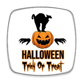Halloween Cat Pumpkin Trick or Treat - Square fridge magnet - white - Front