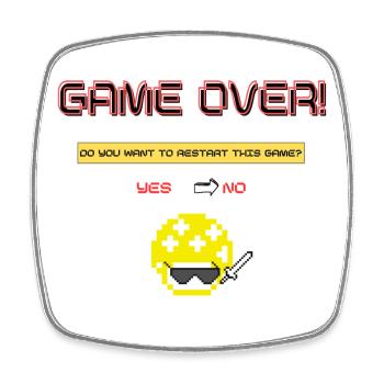 Pixel Art 8 Bit Retro Game Over - Viereckiger Kühlschrankmagnet - Weiß - Vorne