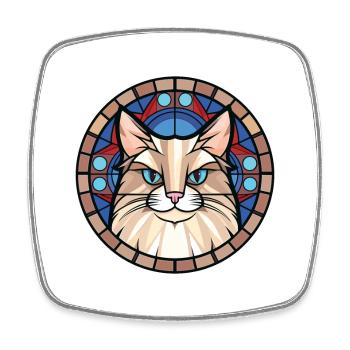 Birma Heilige Katze Bunte Aquarell-Illustration - Viereckiger Kühlschrankmagnet - Weiß - Vorne