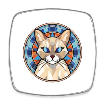 Balinese Cat Colorful Watercolor Pet Illustration - Square fridge magnet - white - Front