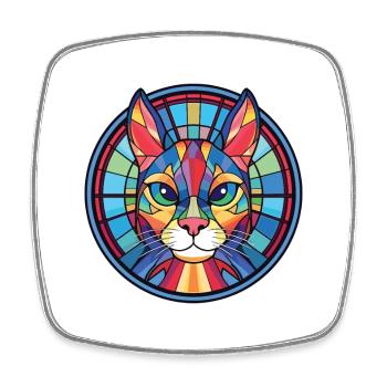 Bombai Cat Breed Colorful Watercolor Illustration - Square fridge magnet - white - Front