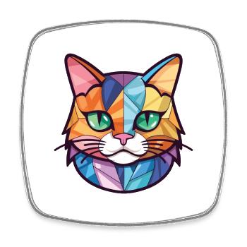 Munchkin-Katze bunte Aquarell-Haustier-Illustration - Viereckiger Kühlschrankmagnet - Weiß - Vorne