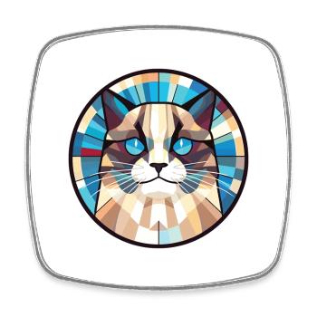Birma Katze Rasse Bunte Aquarell Illustration - Viereckiger Kühlschrankmagnet - Weiß - Vorne