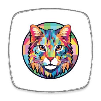 Australian Spotted Mist Cat Colorful Watercolor - Square fridge magnet - white - Front