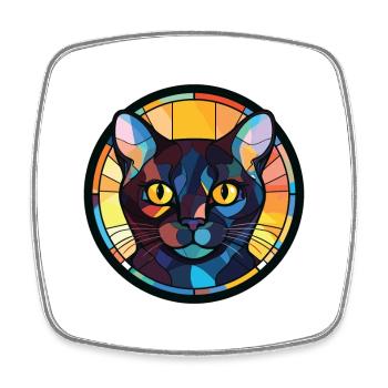 Bombay Cat Breed Illustration aquarelle colorée - Magnet carré - blanc - Devant