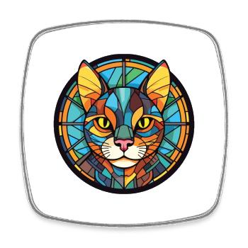 Brasilianische Kurzhaarkatze buntes Aquarell Haustier - Viereckiger Kühlschrankmagnet - Weiß - Vorne