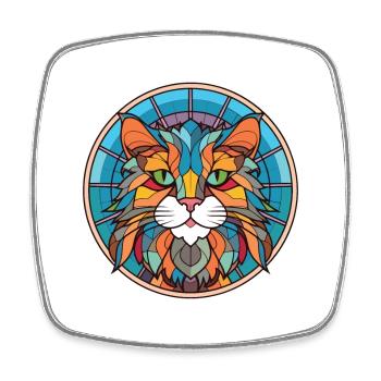 British Longhair Cat Colorful Watercolor Cartoon - Square fridge magnet - white - Front