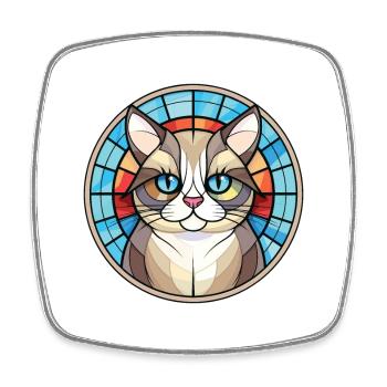 Birma Katze Rasse Bunte Aquarell Illustration - Viereckiger Kühlschrankmagnet - Weiß - Vorne