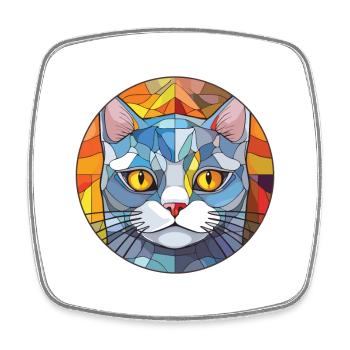 Chat d’argent britannique coloré aquarelle pour animaux de compagnie Cartoon - Magnet carré - blanc - Devant