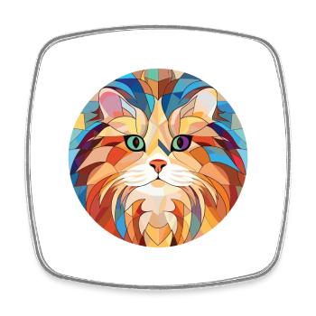 British Longhair Cat Colorful Watercolor Cartoon - Square fridge magnet - white - Front