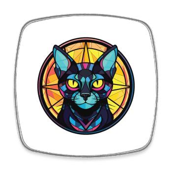 Bombay Cat Breed Illustration aquarelle colorée - Magnet carré - blanc - Devant