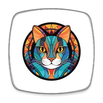 Brasilianische Kurzhaarkatze buntes Aquarell Haustier - Viereckiger Kühlschrankmagnet - Weiß - Vorne