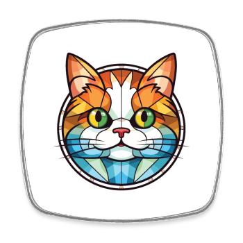 Munchkin-Katze bunte Aquarell-Haustier-Illustration - Viereckiger Kühlschrankmagnet - Weiß - Vorne