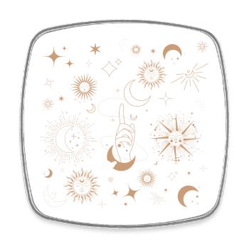 Stellar Golden Sun and Moon - Square fridge magnet - white - Front