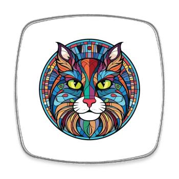 Norwegian Forest Cat Colorful Watercolor Cartoon - Square fridge magnet - white - Front