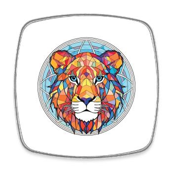 Liger Hybrid Löwe Tiger Katze Buntes Aquarell - Viereckiger Kühlschrankmagnet - Weiß - Vorne