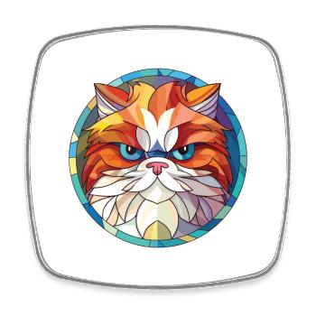 Persan Cat Breed coloré Illustration à l’aquarelle - Magnet carré - blanc - Devant