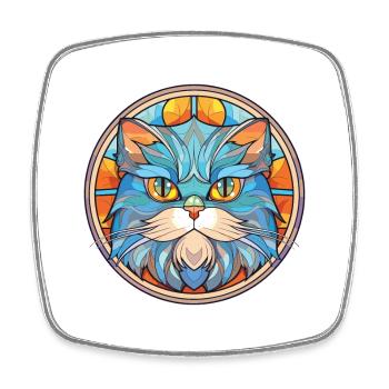 Persan Cat Breed coloré Illustration à l’aquarelle - Magnet carré - blanc - Devant