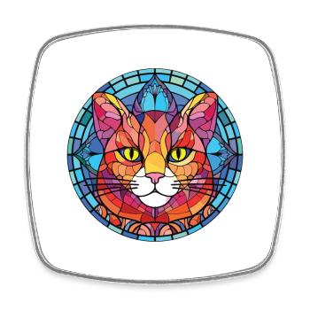 Khao Manee Cat Colorful Watercolor Illustration - Square fridge magnet - white - Front