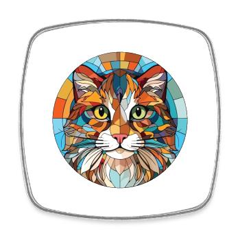 Laperm Cat Breed Illustration aquarelle colorée - Magnet carré - blanc - Devant