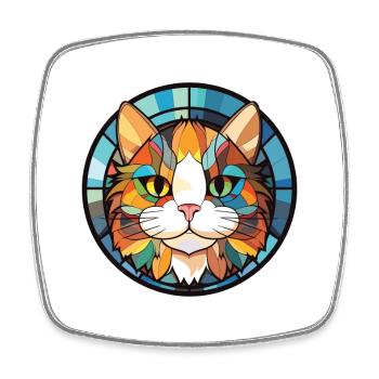 Munchkin-Katze bunte Aquarell-Haustier-Illustration - Viereckiger Kühlschrankmagnet - Weiß - Vorne