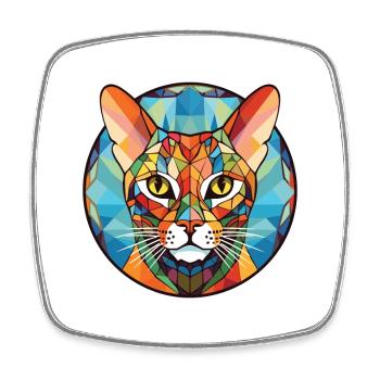 Ocicat Cat Breed Illustration aquarelle colorée - Magnet carré - blanc - Devant