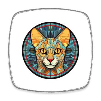 Ocicat Chat Domestique Coloré Aquarelle Dessin Animé - Magnet carré - blanc - Devant