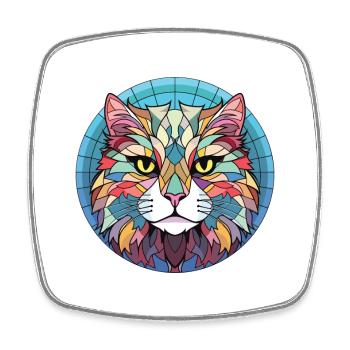Highlander chat coloré aquarelle illustration - Magnet carré - blanc - Devant