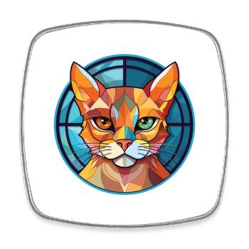 Khao Manee Cat Colorful Watercolor Illustration - Square fridge magnet - white - Front