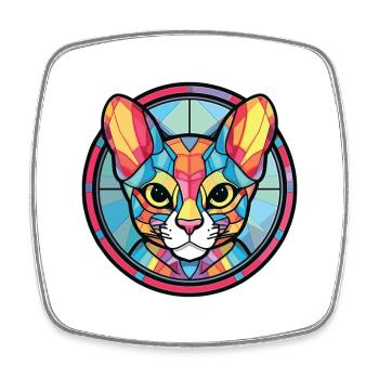Ocicat Cat Breed Illustration aquarelle colorée - Magnet carré - blanc - Devant
