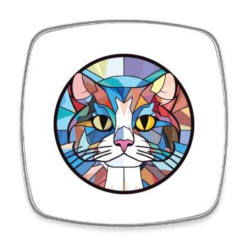 Manx Cat Breed coloré aquarelle Illustration - Magnet carré - blanc - Devant