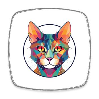 Pixie Bob Cat Colorful Watercolor Pet Illustration - Square fridge magnet - white - Front