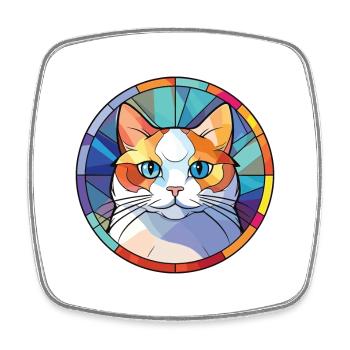 Munchkin-Katze bunte Aquarell-Haustier-Illustration - Viereckiger Kühlschrankmagnet - Weiß - Vorne