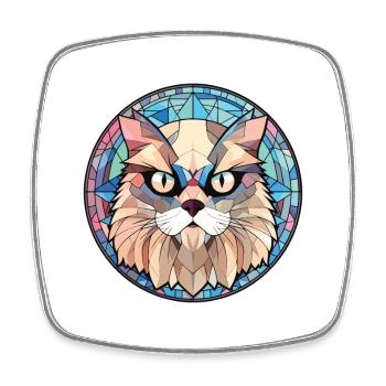 Chat de l’Himalaya aquarelle colorée Illustration pour animaux de compagnie - Magnet carré - blanc - Devant