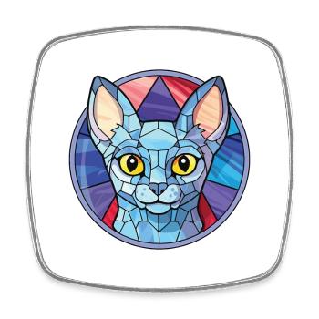 Korat Cat Cat Breed Illustration aquarelle colorée - Magnet carré - blanc - Devant