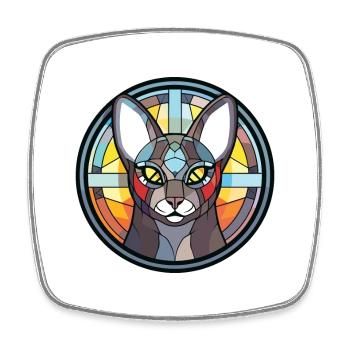 Korat Cat Cat Breed Illustration aquarelle colorée - Magnet carré - blanc - Devant