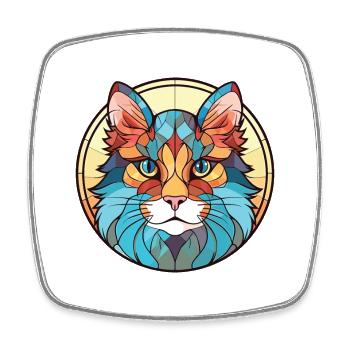 Laperm Cat Breed Illustration aquarelle colorée - Magnet carré - blanc - Devant