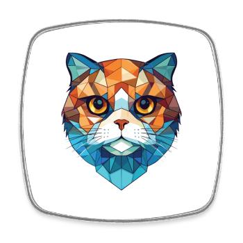 Scottish Fold Cat Bunte Aquarell-Illustration - Viereckiger Kühlschrankmagnet - Weiß - Vorne